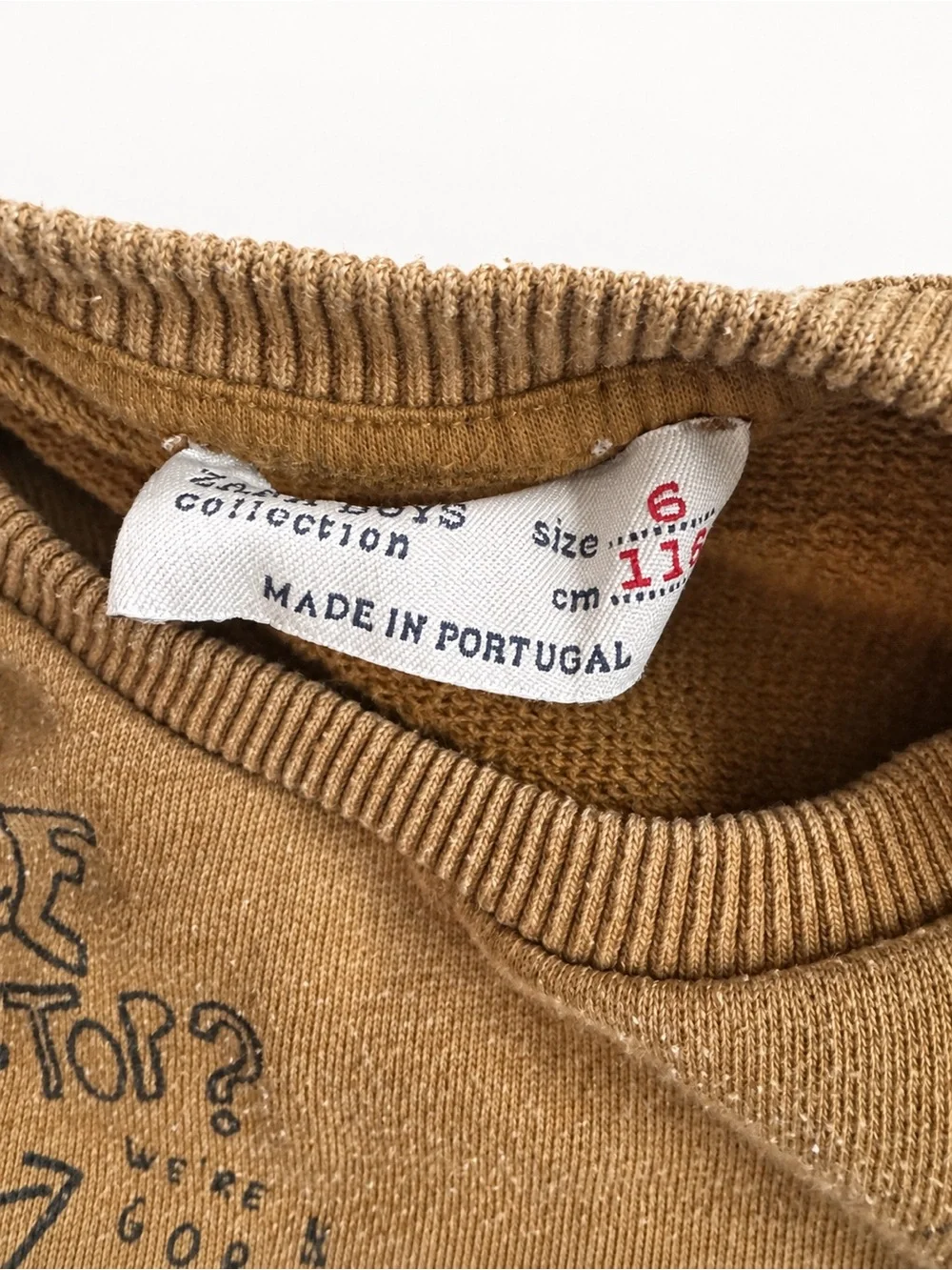 Zara Boys Mustard Graphic Sweatshirt Size 6